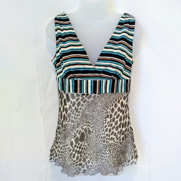 Laundry by Shelli Segal Silk and Polyester Sleeveless Top Size 4 Cheetah Y2K - Picture 1 of 5